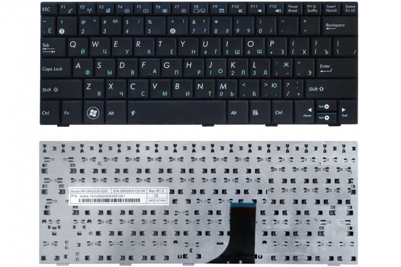 Клавиатура для Asus Eee PC 1001H, 1005H, 1008P черная